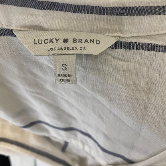 Lucky Brand Shirt Top Womens Small White Striped Cotton Collared Button Front - Picture 15 of 16